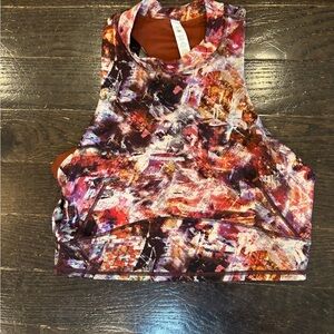 Lululemon Athletica Red and Pink Graphic Crop Tank Top